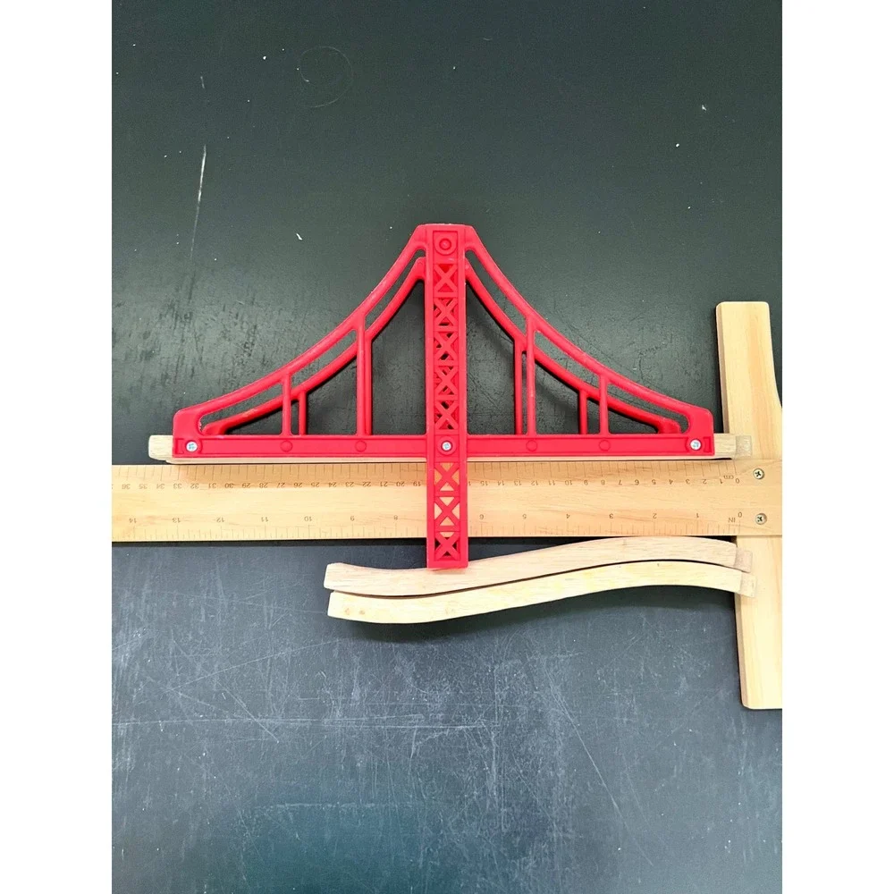 Brio Suspension Bridge Set Red Wooden Railway Track Expansion 4pc OS